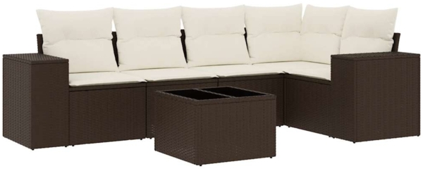 vidaXL 6-tlg. Garten-Sofagarnitur mit Kissen Braun Poly Rattan 3222542