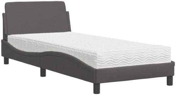 vidaXL Bett mit Matratze "Dover" Grau 90x200 cm Kunstleder 3208340