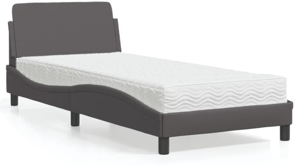 vidaXL Bett mit Matratze Grau 90x200 cm Kunstleder 3208340