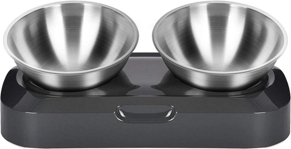 Katzennapf 15° Kipphals Schutzschale Edelstahl rutschfeste Silikonbasis Bild 8