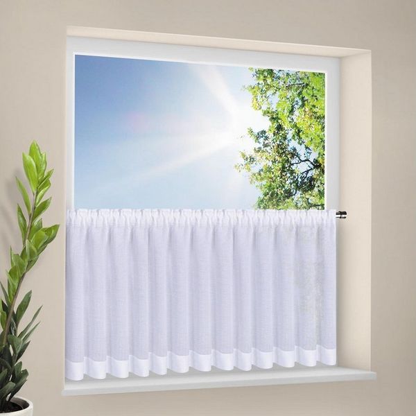 Happy Home Scheibengardine KATHA (1 St), Faltenband, transparent, HxB: 50x205, Webware "Made in Germany"