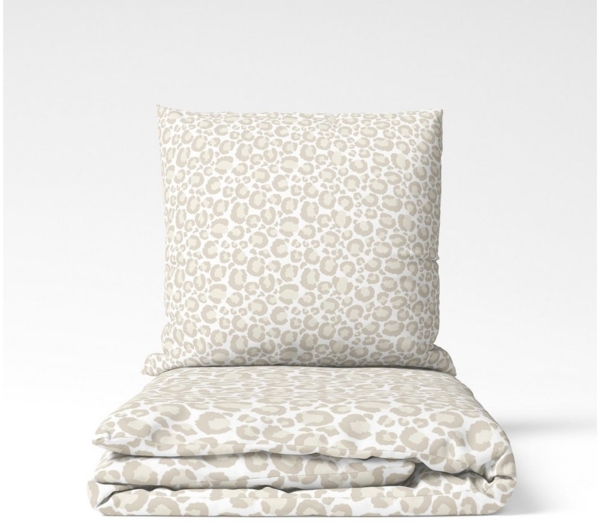 MTOnlinehandel Bettwäsche Leo Adventure in Renforcé, Weiß/ Beige/ Braun • Animal, 100% Baumwolle, 2 teilig, Bettwäsche- Set im Leo Look • Safari • Leopard