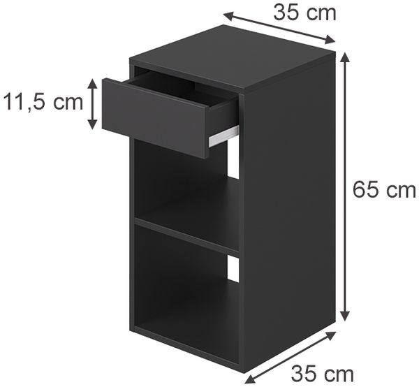 Nachttisch Dany Anthrazit 35 x 65 cm mit 1 Schublade Vicco Bild 2