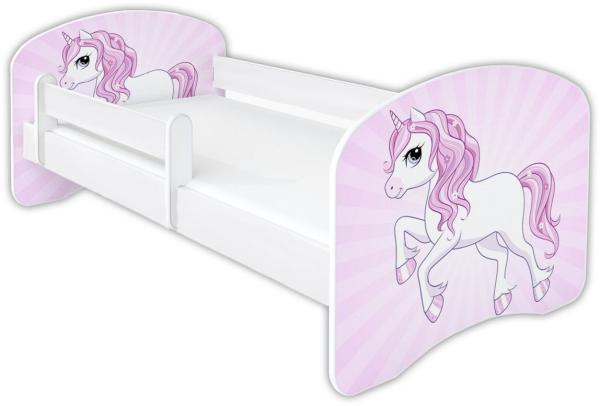 Clamaro 'Schlummerland 2021' Kinderbett 80x180 cm, Einhorn, inkl. Lattenrost, Matratze und Rausfallschutz (ohne Schublade)