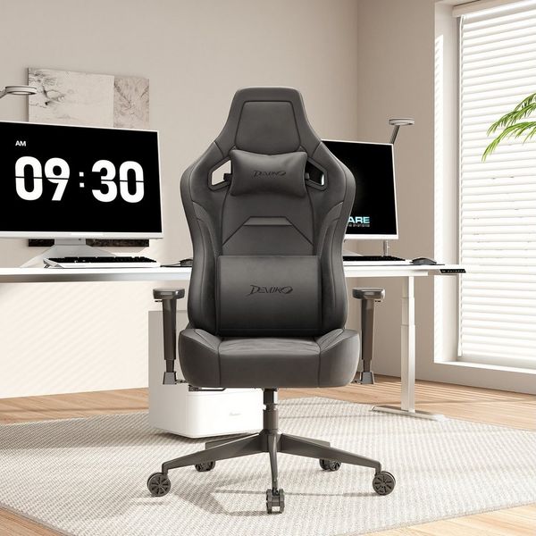 Devoko Gaming-Stuhl Luxuriöser Wildlederimitat,Ergonomisch & Großzügigem Sitz,Bürostuhl, Verstellbare Rückenlehne 90°–135°,3D-verstellbare Armlehnen