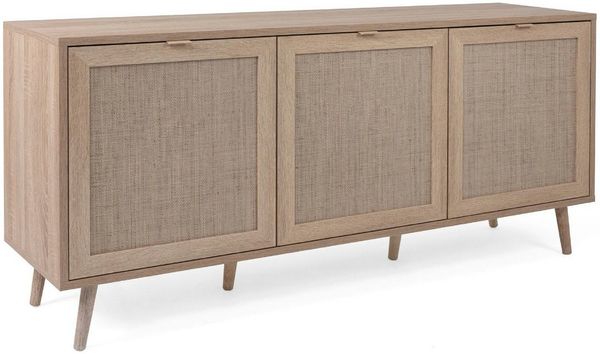 Finori Sideboard, Dekor Sonoma Eiche / Rafia Geflecht, Skandinavisch, 150 x 71 x 40 cm