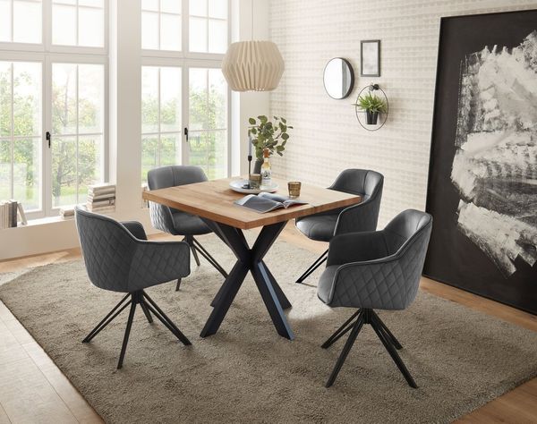 moebel-dich-auf Esszimmer-Set MIRI, (Set, Esstisch mit 4 Stühlen), Eiche massiv, Küchentisch Sitzgruppe