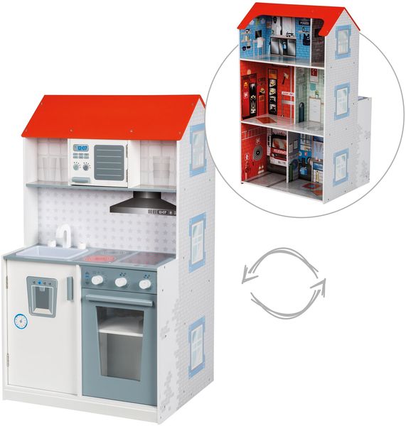 roba Spielhaus 2 in 1 - wendbares Puppenhaus und Kinderküche