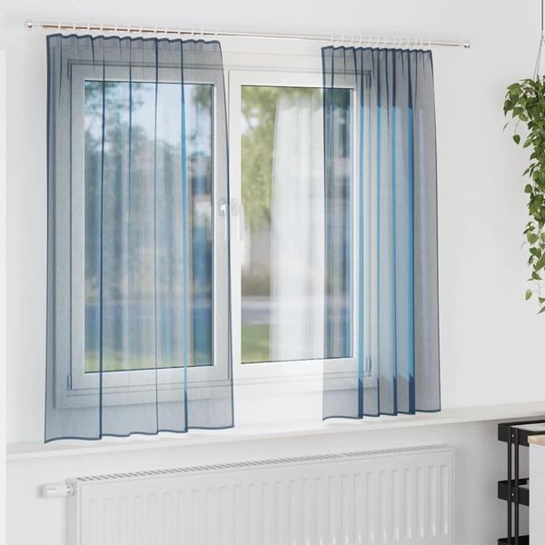 vidaXL Voile Vorhänge mit Stangentaschen 2 Stk. Königsblau 4102212