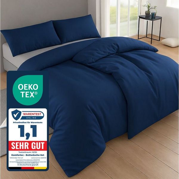 Komfortec Bettwäsche Premium, 135x200 bis 220x240 cm, 6 verschiedene Größen zur Auswahl, gebürstet 100% Mikrofaser, 4 teilig, Superweiches Bettwäsche-Set, Knitterfrei, Atmungsaktiv