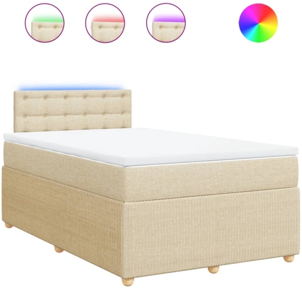 vidaXL Boxspringbett mit Matratze Creme 120x200 cm Stoff 3289742