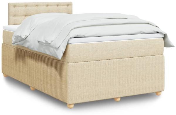 vidaXL Boxspringbett mit Matratze Creme 120x200 cm Stoff 3289742