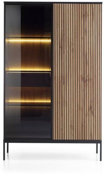 yourhouse24 Vitrine Sento WTSZ104 mit LED-Beleuchtung, Schwarze Untergestell aus Metall