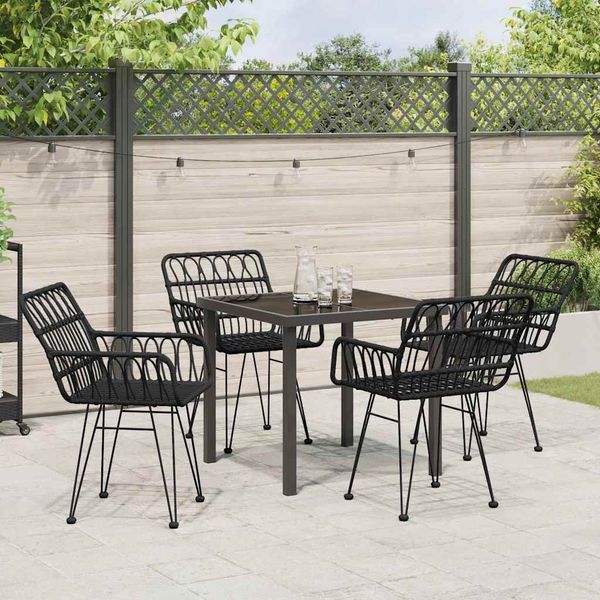vidaXL Garten Essgruppe 5 pcs Schwarz Pulverbeschichteter Stahl 3379185