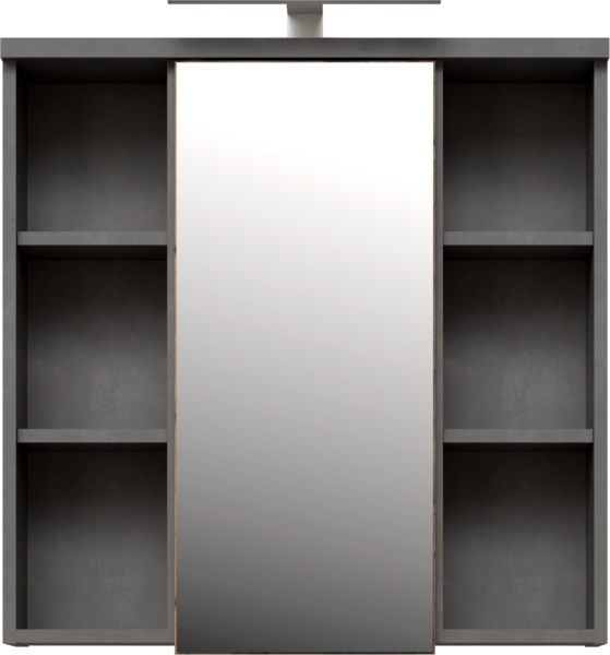 FORTE Veris Hangeschrank mit Spiegiel mit LED Beleuchtung, Holzwerkstoff, Grau/Braun, 68,6 x 68,1 x 20 cm