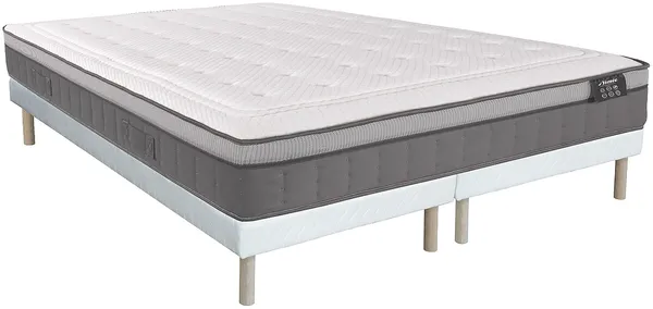 Vente-unique - ASGARD Mattress and bed base set Stoff Weiß - B 90 cm180 cm x H 31 cm30 cm x L 200 cm