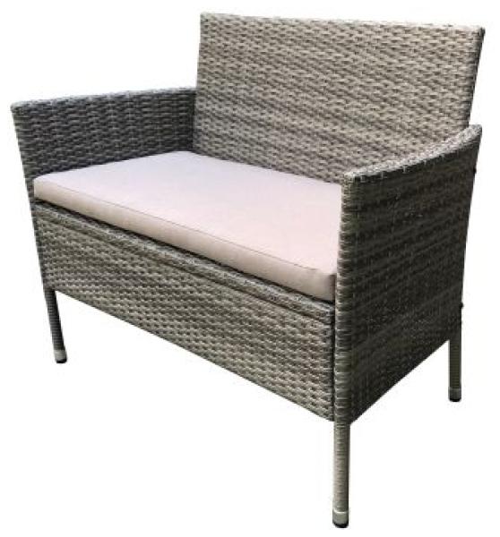 TrendLine Rattanbank 2 Sitzer Braun Greta 103x59x85cm Gartenbank inkl Sitzkissen