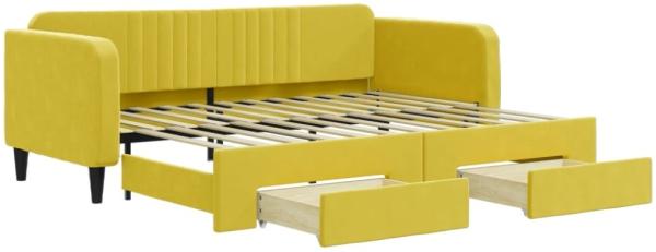 vidaXL Tagesbett Ausziehbar mit Schubladen Gelb 90x200 cm Samt 3197116 Bild 7