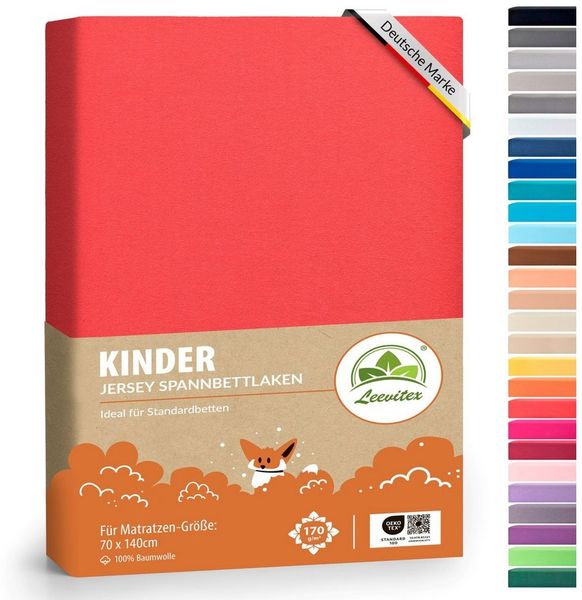 leevitex® Spannbettlaken Jersey aus 100% Baumwolle, für Kinder- & Standardmatratzen, Jersey, Gummizug: rundum, 100% Baumwolle, anschmiegsam & dehnbar, diverse Größen und Farben