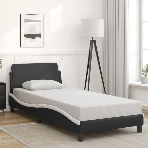 vidaXL Bettgestell "Dover" Schwarz und Weiß 90x200 cm Kunstleder 373123
