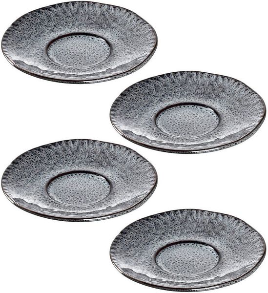 Leonardo MATERA Keramikunterteller 15 cm anthrazit für Becher und Tasse 4er Set