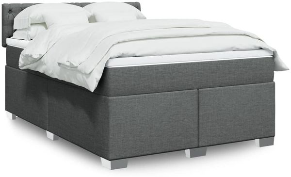 vidaXL Boxspringbett mit Matratze Dunkelgrau 160x200 cm Stoff 3285947