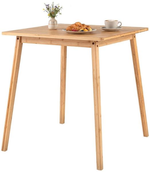 COSTWAY Esstisch, Quadratischer Bambus-Esstisch für 2-4 Personen, 70 cm