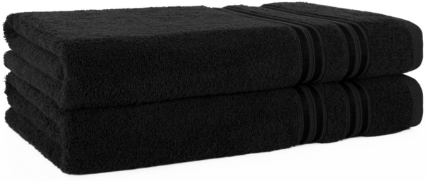 HAMMETEX Duschtuch 2er Set Badetücher 70x140 cm, 100% Baumwolle, Weich & Saugstark, Frottier (Set, 2-St), mit Bordüre, einfarbig, weich