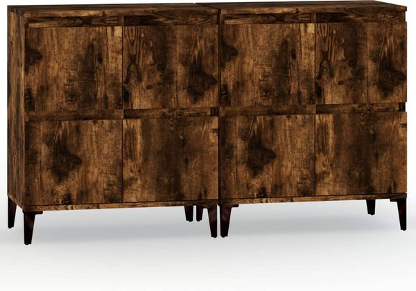 2 Stk. Sideboards, Kommoden Räuchereiche 60x35x70 cm Holzwerkstoff j3539p