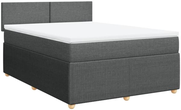 vidaXL Boxspringbett mit Matratze Dunkelgrau 160x200 cm Stoff 3287501