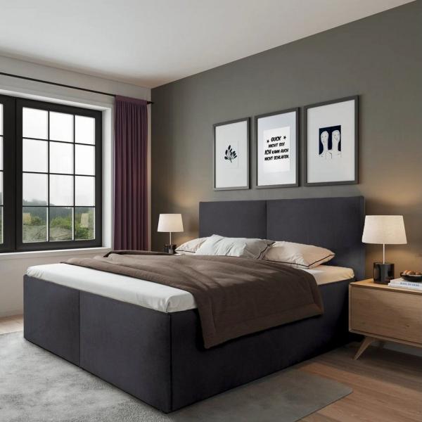 Halmon Schlafkomfort Betten Polsterbett Milano (Mit Stauraum unter der Liegefläche, erhältlich in 6 Größen, attraktiven Farben und zahlreichen Optionen), Seitenhöhe 32cm, inkl. Lattenrost bei Ausführung mit Matratze