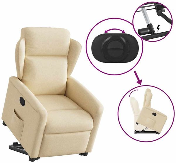 vidaXL Relaxsessel mit Aufstehhilfe Creme Stoff 3303142 Bild 8