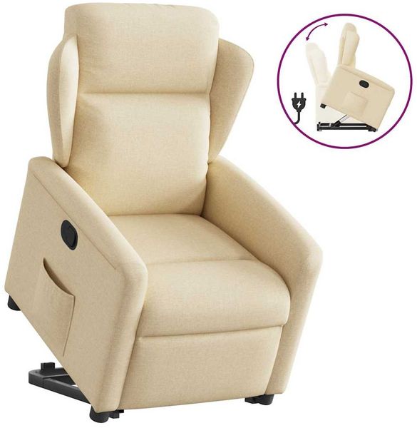 vidaXL Relaxsessel mit Aufstehhilfe Creme Stoff 3303142