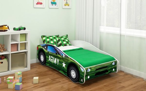 Kinderbett Car mit verschiedenen Motiven 140x70 Army