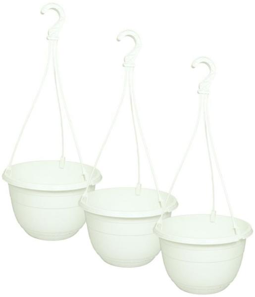 Heimwerkercenter Blumentopf MePla - 3 Stück Ampel ORION - UV-beständiger Blumenampel ø25cm - Weiss