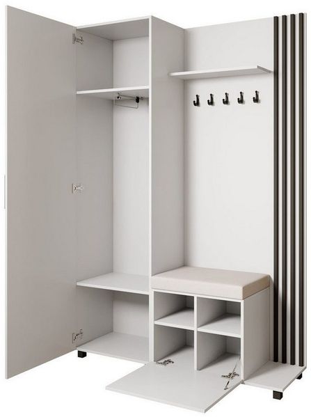 Beautysofa Garderoben-Set Livia – Design, Funktion und Ordnung in Perfektion, (Geräumiger Schuhschrank, mit praktischer Kleiderstange)