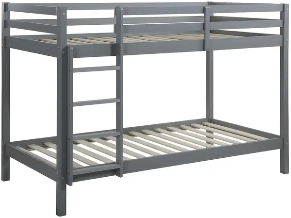 Vente-unique - ANICET Bett Holz, Platte Grau - B 97 cm x H 140 cm x L 198 cm