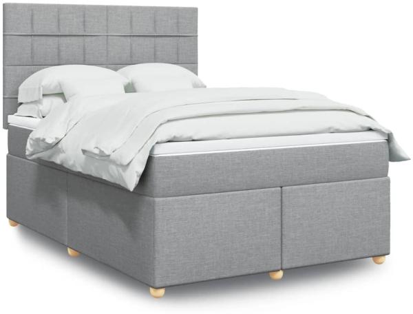 vidaXL Boxspringbett mit Matratze Hellgrau 160x200 cm Stoff 3293631