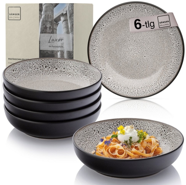 SÄNGER Teller Set Luxor, (6 St), Pastaschalen Set, Steingut, Handmade, Braun-Beige, VALUE COLLECTION