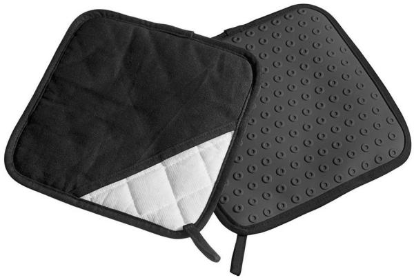 Lurch Topflappen Silikon & Textil schwarz 2er Set