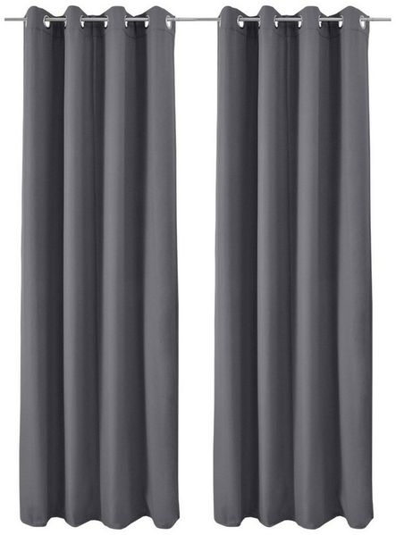Beautissu Vorhang 2er Set Thermovorhang Gardine Anthrazit Amelie TO, 140x245cm, Ösenvorhang isolierend Kälte- & Hitzeschutz Vorhang Wohnzimmer