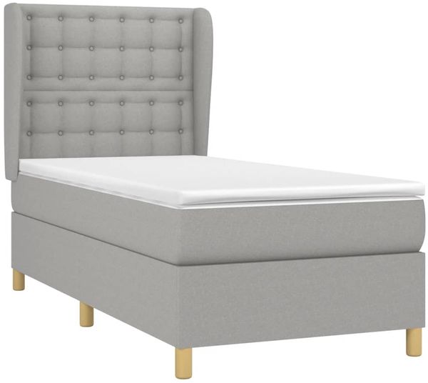 Boxspringbett mit Matratze Stoff Hellgrau 80x200 cm, Härtegrad: H2 [3128797] Bild 3