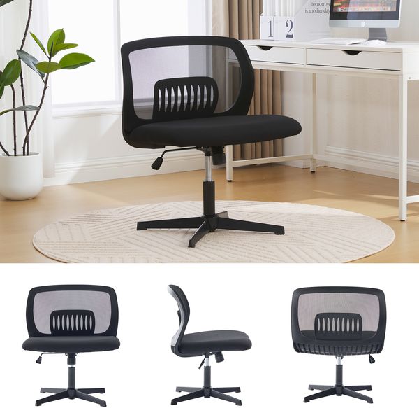 LVHOM Drehstuhl ohne Armlehnen, Höhenverstellbarer Bürostuhl ergonomisch Wippfunktion, Schreibtischstuhl Computerstuhl Chefsessel Bild 5
