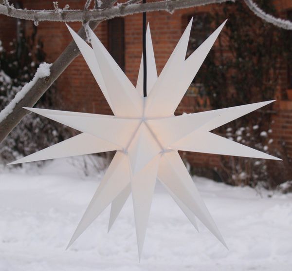 Guru-Shop LED-Stern für außen Melchior Outdoor II Weiß, sehr stabiler 3D., Leuchtmittel nicht inklusive