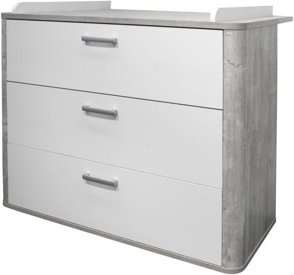 Wickelkommode >Frieda< (BxHxT: 110x98x71 cm) vintage wood grey / weiß matt lack