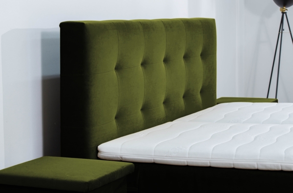 Meisterbetten Boxspringbett Lapi 100x200 in VS-Grasgrün, Matratzenbezug Nano, Ergoflex-Topper Bild 5