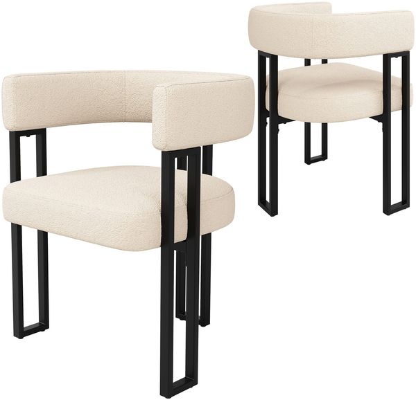 Merax Esszimmerstuhl(Set, 2 St), 2er Set, Make-up-Stuhl, Schminkstuhl Ergonomischer Stuhl, Leichter Luxusstuhl Geschwungene Rückenlehne, Beige