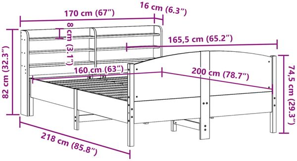 vidaXL Massivholzbett ohne Matratze 160x200 cm Kiefernholz 3306960 Bild 12