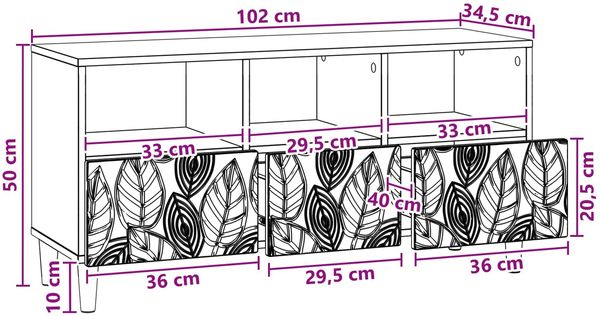 vidaXL TV-Schränk 102 x 34,5 x 50 cm Grau Sonoma Holzwerkstoff 895141 Bild 10