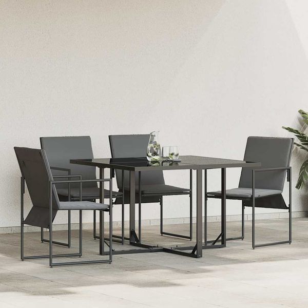 vidaXL Stuhl mit Kissen 4 pcs Schwarz und Anthrazit Textilene 42003025